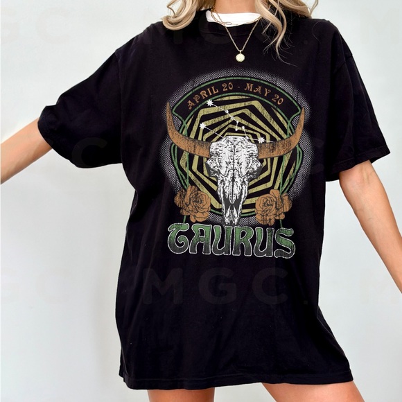 Comfort Colors Taurus Zodiac Astrology Celestial Graphic Tee - Picture 6 of 10